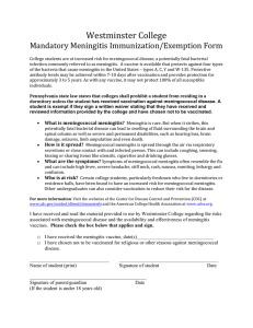 Westminster College Mandatory Meningitis Immunization/Exemption Form