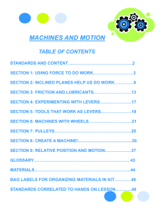 MACHINES AND MOTION TABLE OF CONTENTS