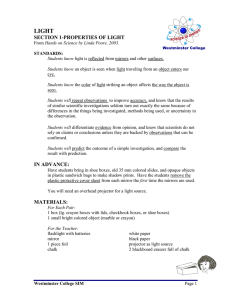 LIGHT SECTION 1-PROPERTIES OF LIGHT
