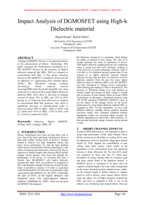 Impact Analysis of DGMOSFET using High-k Dielectric material Rajesh Kumar , Rajesh Mehra