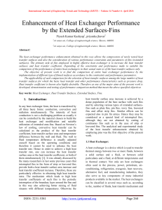 Enhancement of Heat Exchanger Performance by the Extended Surfaces-Fins Piyush Kumar Kashyap