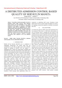 A DISTIBUTED ADMISSION CONTROL BASED QUALITY OF SERVICE IN MANETs Pushpavalli M