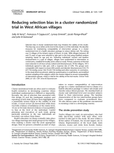 Reducing selection bias in a cluster randomized Sally M Kerry