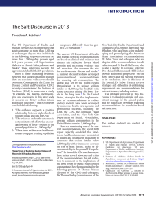 The Salt Discourse in 2013 INTRODUCTION Theodore A. Kotchen