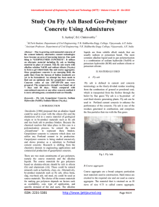 Study On Fly Ash Based Geo-Polymer Concrete Using Admixtures S. Jaydeep