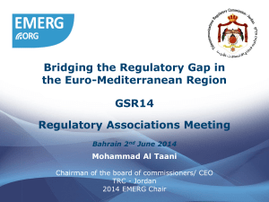 Bridging the Regulatory Gap in the Euro-Mediterranean Region GSR14 Regulatory Associations Meeting