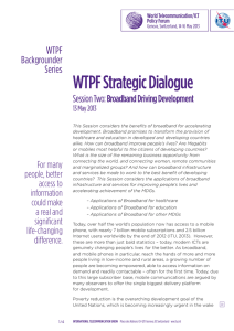WTPF Strategic Dialogue WTPF Backgrounder Series