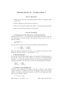 Thermal Physics II – Problem Sheet 1 Part I: Questions