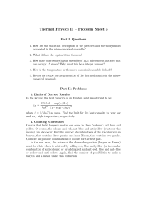 Thermal Physics II – Problem Sheet 3 Part I: Questions