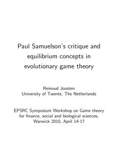 Paul Samuelson’s critique and equilibrium concepts in evolutionary game theory