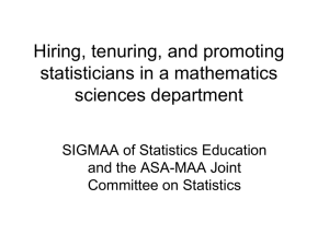 Hiring, tenuring, and promoting statisticians in a mathematics sciences department