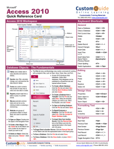 Access 2010 Quick Reference Card