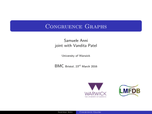 Congruence Graphs Samuele Anni joint with Vandita Patel BMC