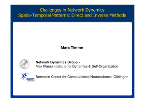 Challenges in Network Dynamics Spatio-Temporal Patterns: Direct and Inverse Methods Marc Timme
