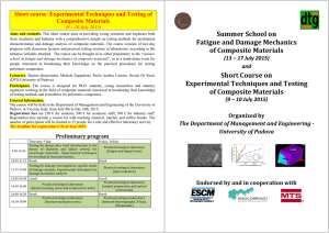 Summer	School	on Fatigue	and	Damage	Mechanics Short course  Experimental Techniques and Testing of Composite Materials