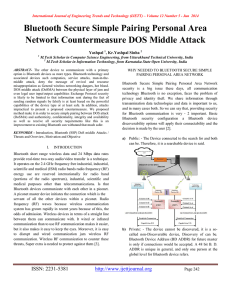 Bluetooth Secure Simple Pairing Personal Area Network Countermeasure DOS Middle Attack Yashpal