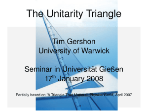 The Unitarity Triangle Tim Gershon University of Warwick Seminar in Universität Gießen