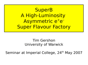 SuperB A High-Luminosity Asymmetric e e