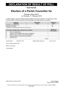 DECLARATION OF RESULT OF POLL Election of a Parish Councillor for
