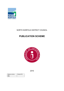 PUBLICATION SCHEME  NORTH NORFOLK DISTRICT COUNCIL 2016