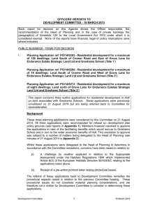 Each  report  for  decision  on ... recommendation  of  the  Head  of ... OFFICERS' REPORTS TO 19 MARCH 2015