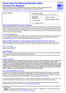 Claim form for Housing Benefit and/or Council Tax Support
