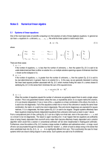 Notes 5: Numerical linear algebra 5.1 Systems of linear equations