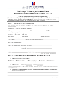 Exchange Visitor Application Form