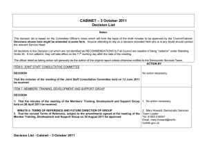 CABINET – 3 October 2011 Decision List