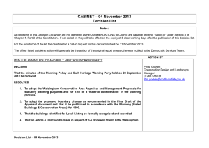– 04 November 2013 CABINET Decision List