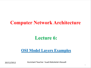 Computer Network Architecture  Lecture 6: OSI Model Layers Examples