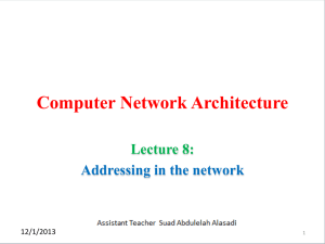 Computer Network Architecture  Lecture 8: Addressing in the network