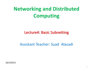 Networking and Distributed Computing  Lecture4: Basic Subnetting