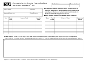 Community Service-Learning Program Log Sheet Due: Friday, December 9 , 2011