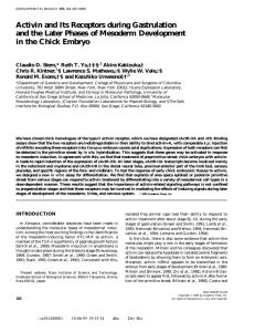 Activin and Its Receptors during Gastrulation in the Chick Embryo