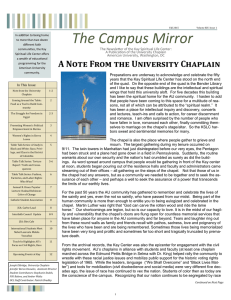 The Campus Mirror The Newsletter of the Kay Spiritual Life Center: