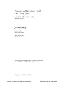 Population and Reproductive Health Oral History Project Joan Dunlop