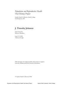 Population and Reproductive Health Oral History Project J. Timothy Johnson