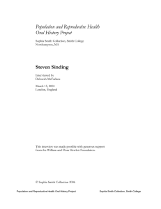 Population and Reproductive Health Oral History Project Steven Sinding