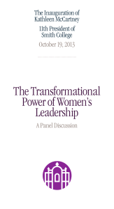 The Transformational Power of Women’s Leadership The Inauguration of