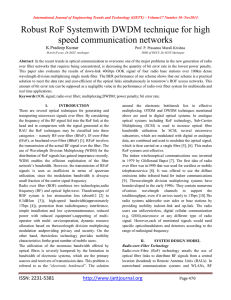 Robust RoF Systemwith DWDM technique for high speed communication networks K.Pradeep Kumar