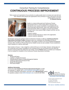 CONTINUOUS PROCESS IMPROVEMENT Consortium Training for Comprehensive