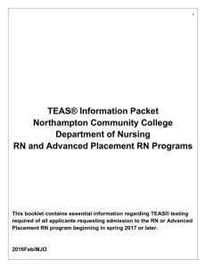 TEAS® Information Packet Northampton Community College Department of Nursing