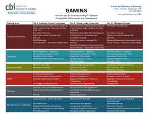 GAMING  Industry Specific Training Guide for Employee   Productivity, Performance and Development