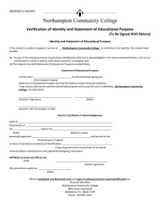 Verification of Identity and Statement of Educational Purpose IDENTDOC15 NOTARY