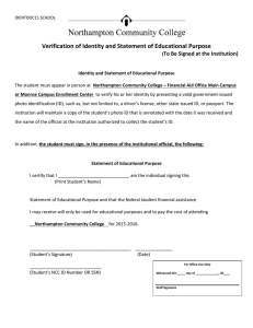 Verification of Identity and Statement of Educational Purpose