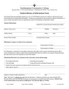 Student Release of Information Form