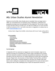 MSc Urban Studies Alumni Newsletter