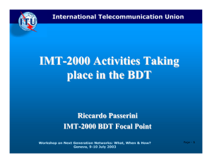 IMT - 2000 Activities Taking place in the BDT