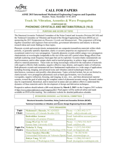 CALL FOR PAPERS Track 16: Vibration, Acoustics &amp; Wave Propagation